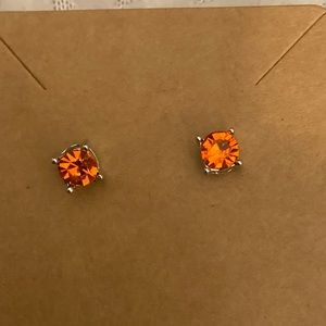 Red solitaire Austrian Crystal Earrings in Silvertone and Stainless Steel